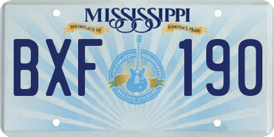 MS license plate BXF190