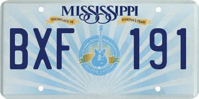 MS license plate BXF191