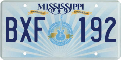 MS license plate BXF192