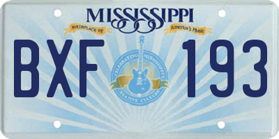 MS license plate BXF193