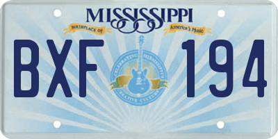 MS license plate BXF194