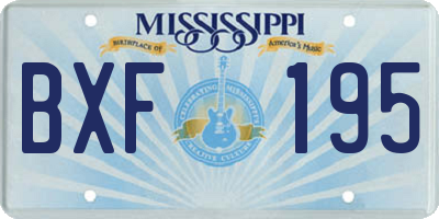 MS license plate BXF195