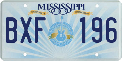 MS license plate BXF196