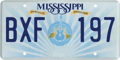 MS license plate BXF197