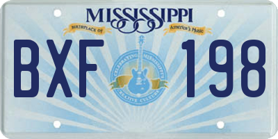 MS license plate BXF198