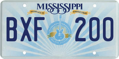 MS license plate BXF200