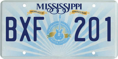 MS license plate BXF201