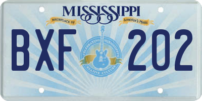 MS license plate BXF202
