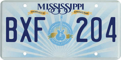 MS license plate BXF204
