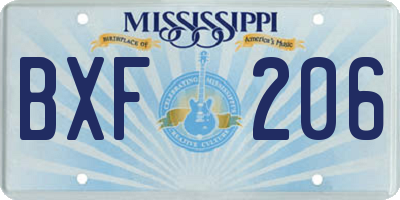 MS license plate BXF206