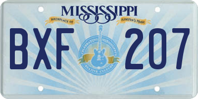 MS license plate BXF207