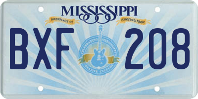 MS license plate BXF208
