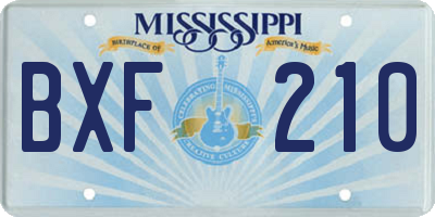 MS license plate BXF210