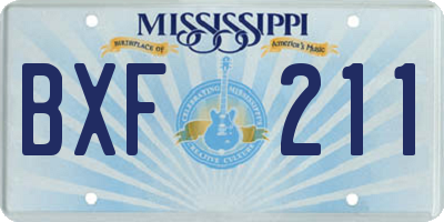 MS license plate BXF211