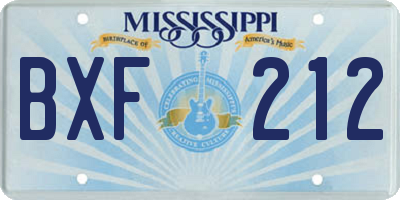 MS license plate BXF212
