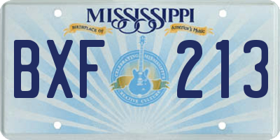 MS license plate BXF213