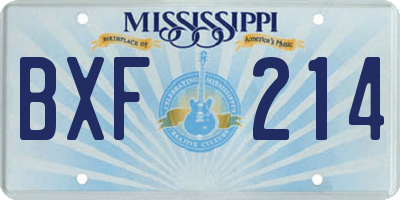 MS license plate BXF214
