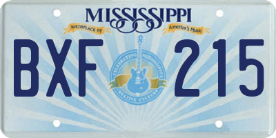 MS license plate BXF215