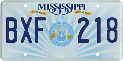 MS license plate BXF218