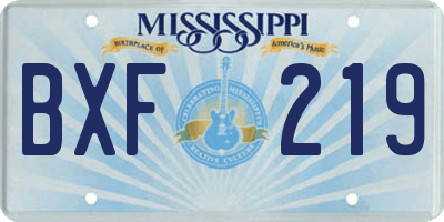 MS license plate BXF219