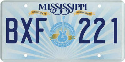 MS license plate BXF221