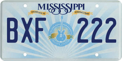 MS license plate BXF222