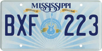 MS license plate BXF223