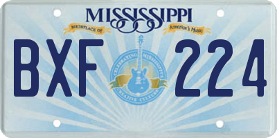 MS license plate BXF224