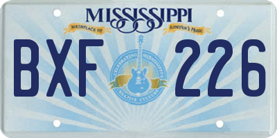 MS license plate BXF226