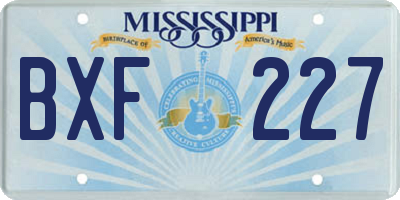 MS license plate BXF227