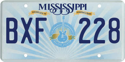 MS license plate BXF228