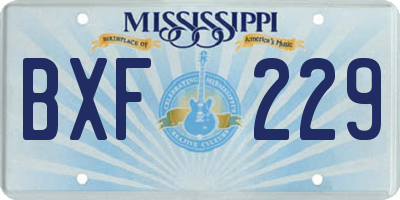 MS license plate BXF229