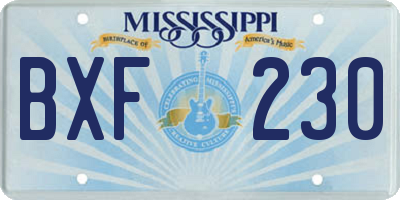 MS license plate BXF230