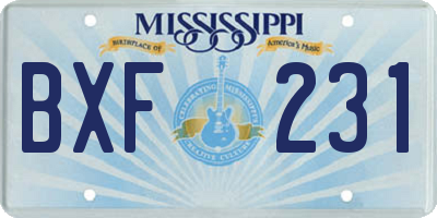 MS license plate BXF231