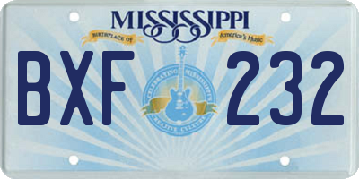 MS license plate BXF232