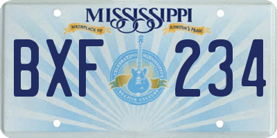 MS license plate BXF234