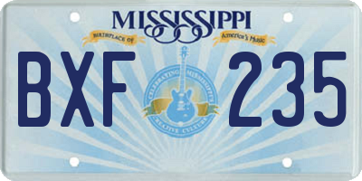 MS license plate BXF235