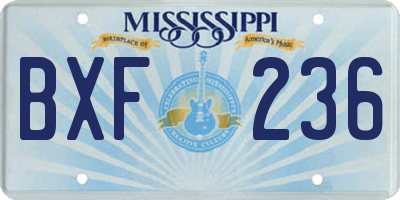 MS license plate BXF236