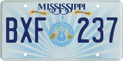 MS license plate BXF237