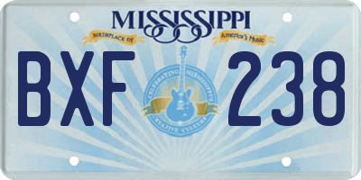 MS license plate BXF238