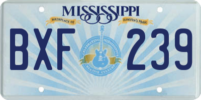 MS license plate BXF239