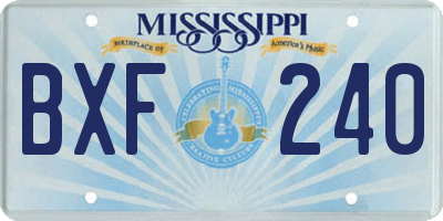 MS license plate BXF240
