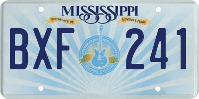 MS license plate BXF241