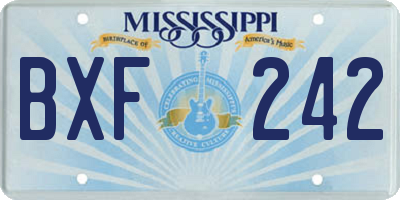 MS license plate BXF242