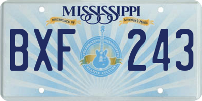 MS license plate BXF243