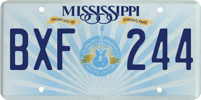 MS license plate BXF244