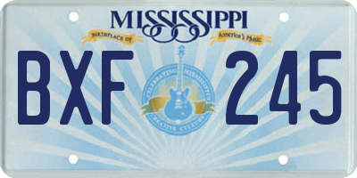 MS license plate BXF245