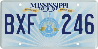 MS license plate BXF246