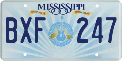 MS license plate BXF247