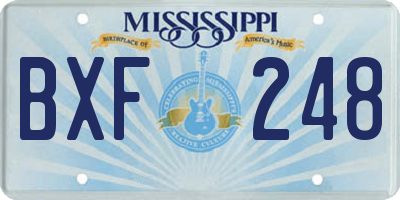 MS license plate BXF248
